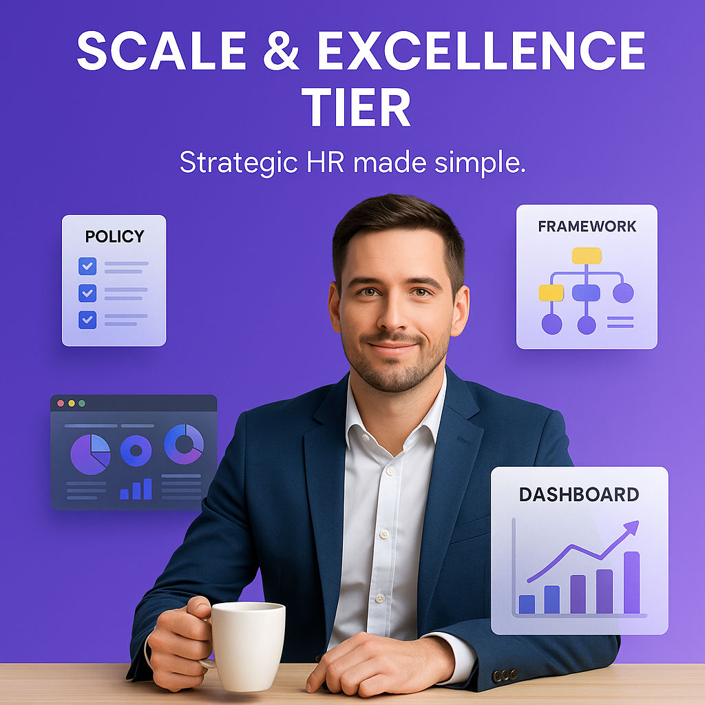 Scale & Excellence (13+ Employees) Strategic HR frameworks, Compliance reviews, and premium support for scaling businesses